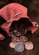 Semišový kožený mešec na mince, červený
